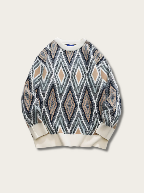 Weave Geometric Japanese Knit Sweatshirt - Medium