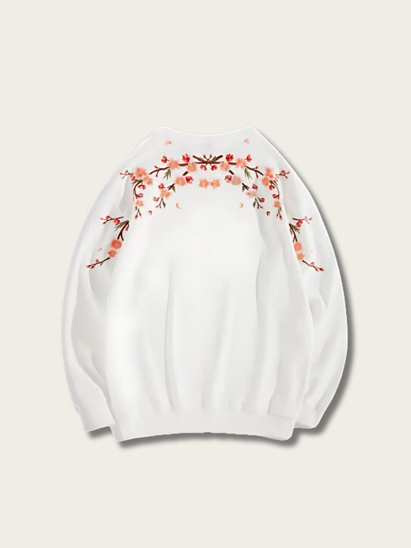 Cherry Blossom Wrap Japanese Sweatshirt - White