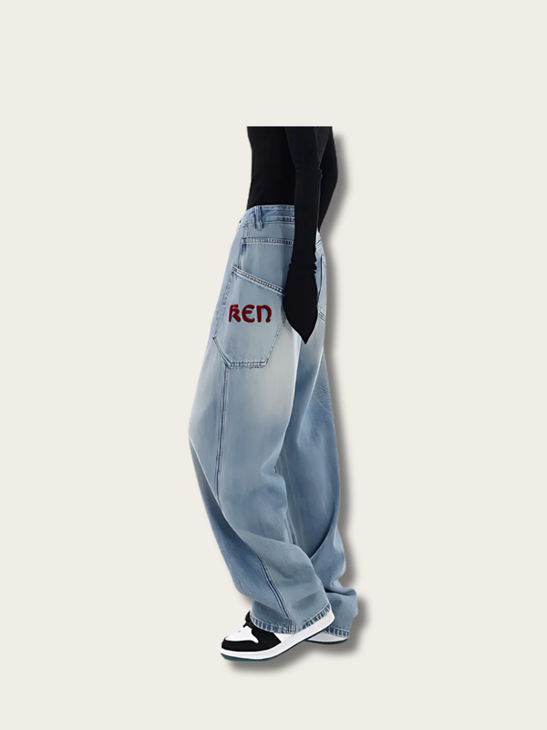 Stylish Oversized Japanese Denim Pants - Medium