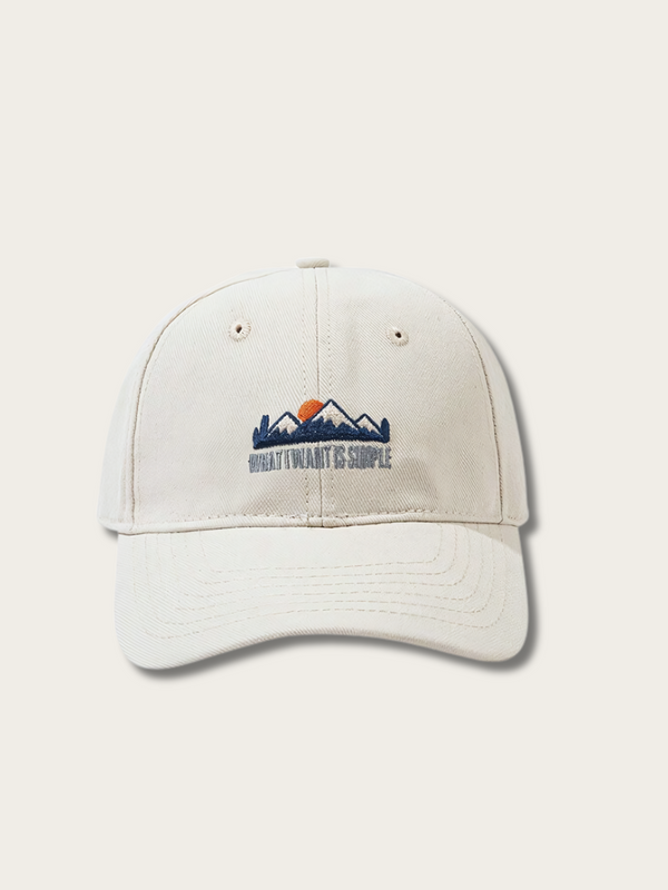 Fuji Mountain Embroidered Japanese Cap - White