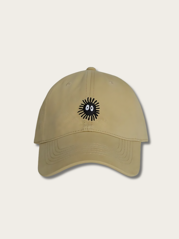 Sea Urchin Embroidery Japanese Cap - Brown