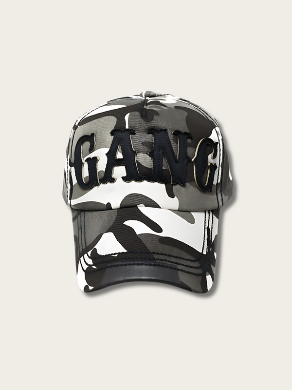 Camouflage Gang Letter Japanese Cap - Black