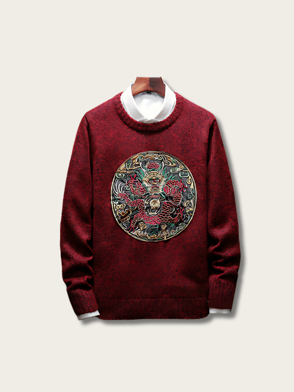 Embroidered Dragon Crest Japanese Sweatshirt - Medium