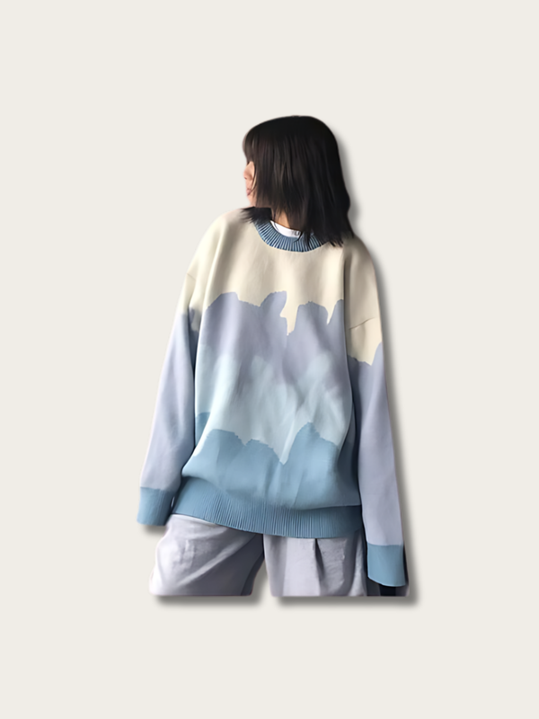 Gradient Color Knitted Japanese Style Sweater - Medium