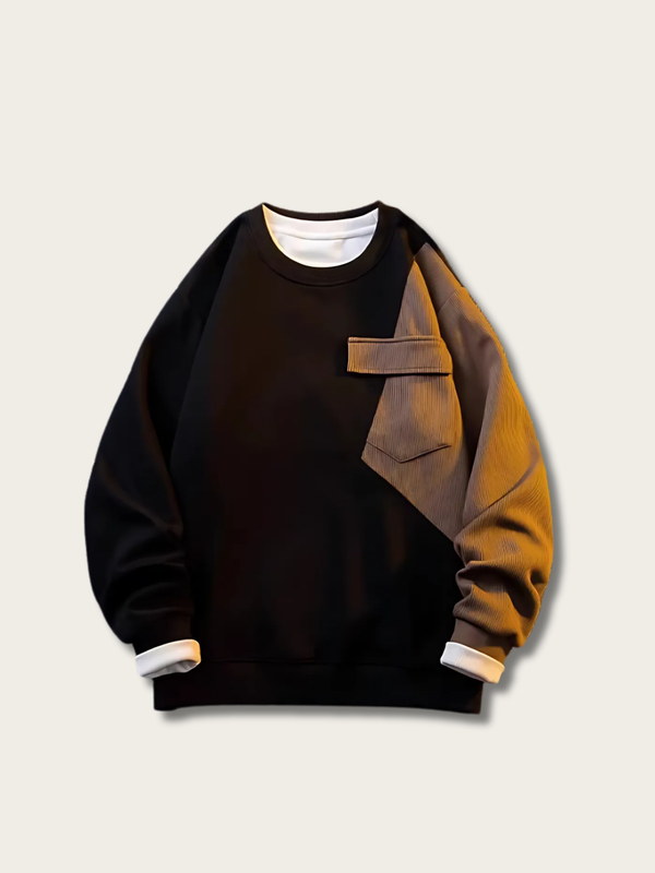 Corded Contrast Patch Japanese Sweater - Medium