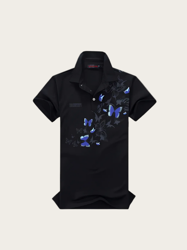Butterfly Drift Japanese Polo Shirt - Medium
