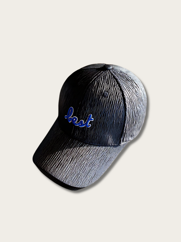 Simple Letter Embroidered Japanese Cap - Black