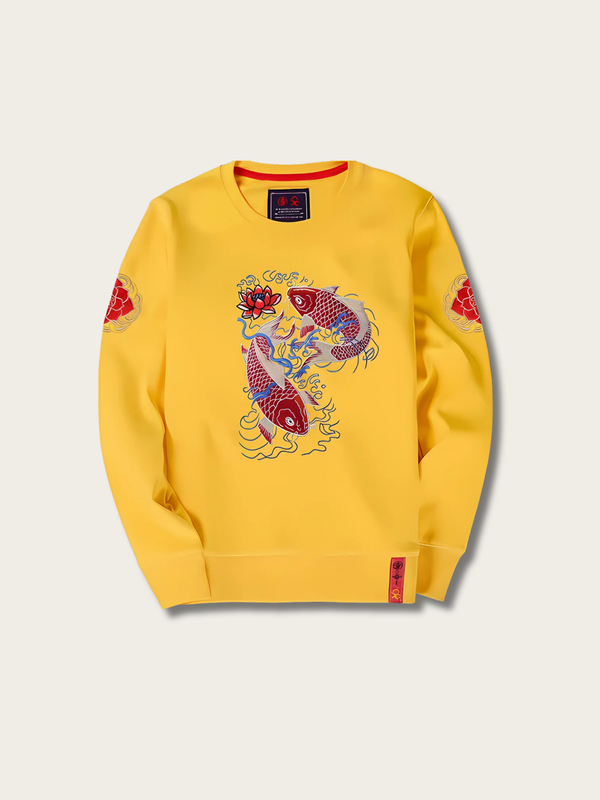 Koi Harmony Embroidered Japanese Sweater - Small