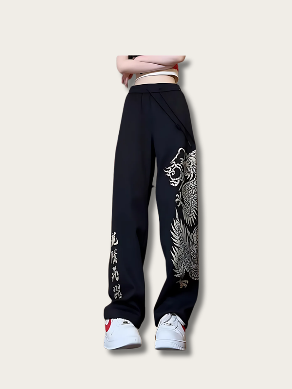 Majestic Dragon Flame Japanese Pants - Medium