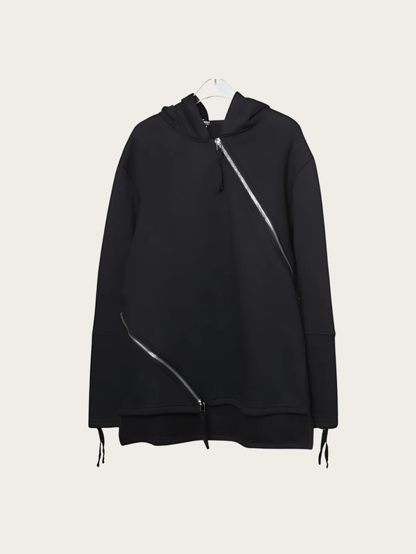 Asymmetric Flow Zipper Japanese Hoodie - Small