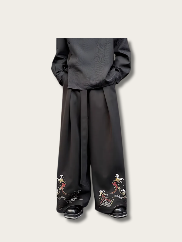 Imperial Tide Embroidered Japanese Pants - Medium