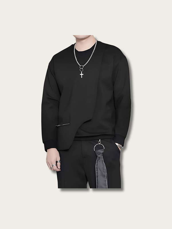 Asymmetry Luxe Zipper Japanese Sweatshirt - Large