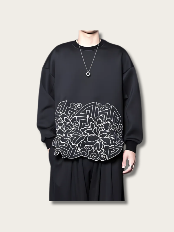 Zen Bloom Geometric Japanese Sweater - Large