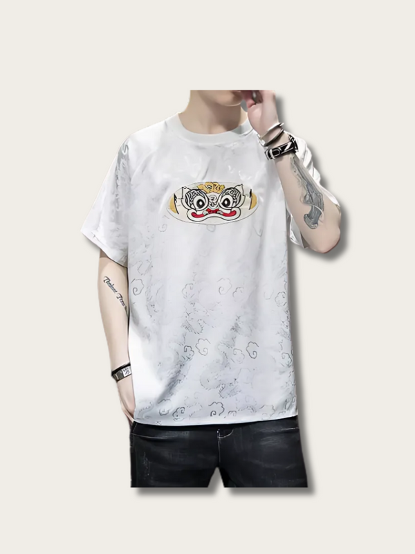 Lion Dance Cloudscape Japanese T Shirt - Medium