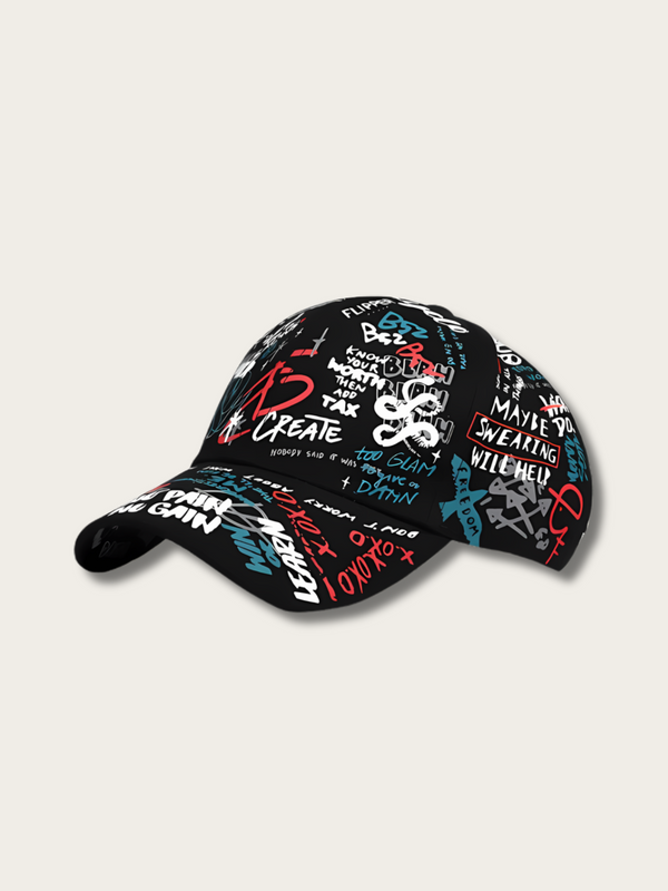Wall Graffiti Japanese Baseball Cap - Black