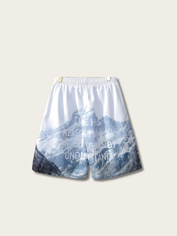 Snowy Mountain Japanese Shorts - Large