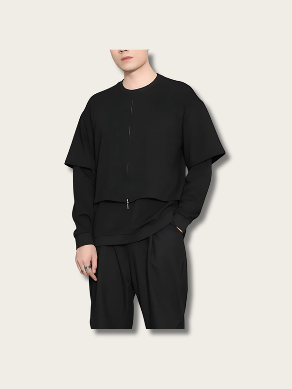 Blackout Layered Minimalist Japanese Sweater - Large