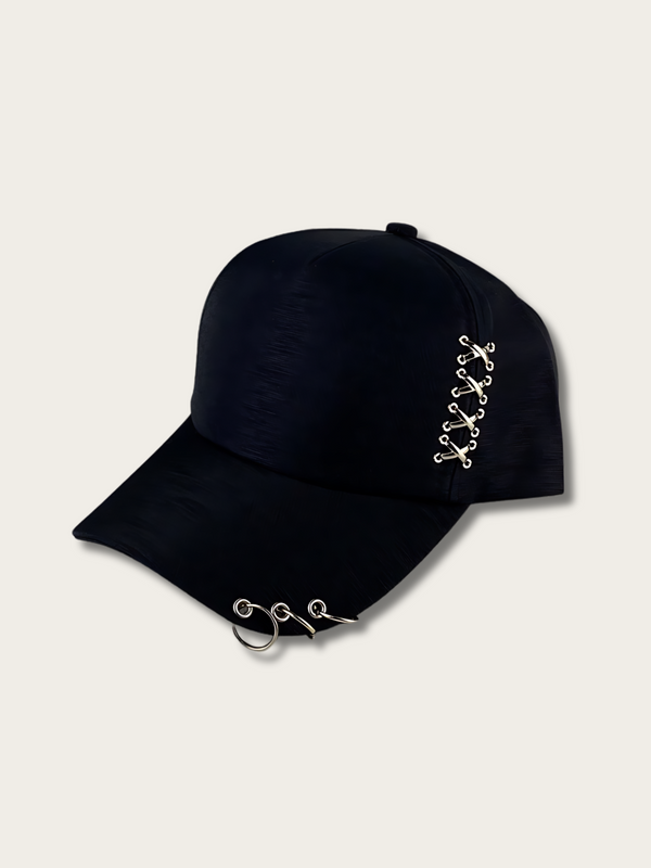 Plain Casual Metallic Japanese Cap - Black