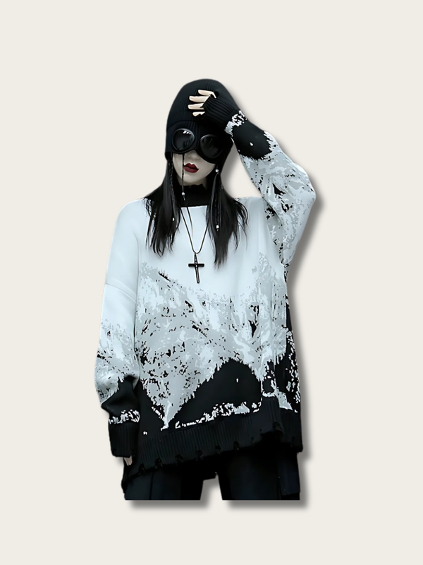 Monochrome Alpine Pixel Knit Sweater - Medium