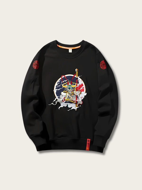 Samurai Guardian Cloudscape Japanese Sweatshirt - Black