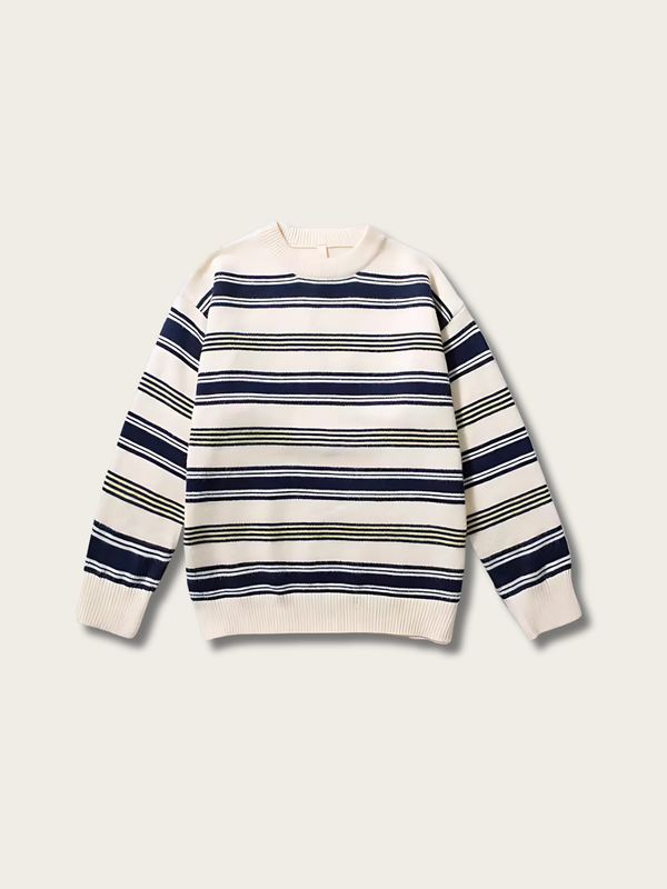 Coastal Stripe Japanese Knit Sweatshirt - Medium