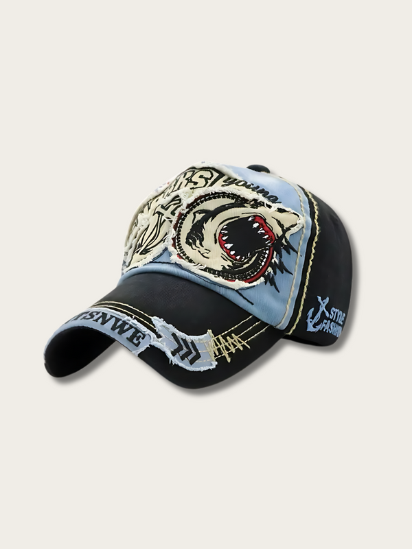 Shark Attack Street Japanese Denim Cap - Black