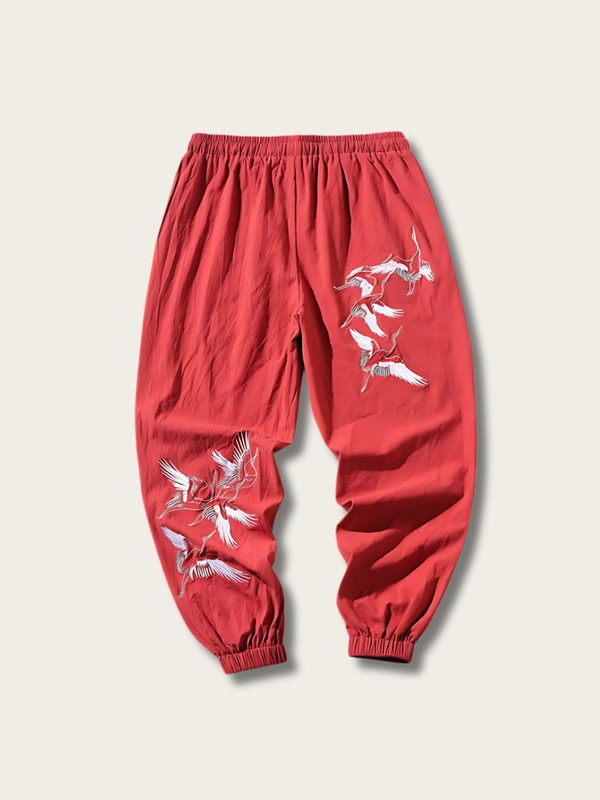 Crane Flight Relaxed Japanese Pants - Red