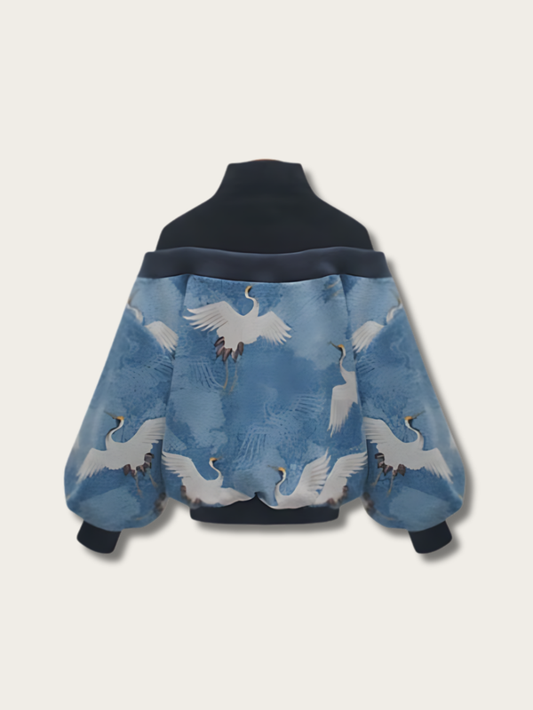 Soaring Elegance Crane Japanese Sweatshirt - Medium