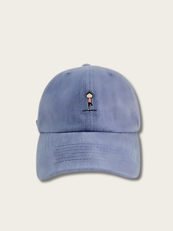 Yoga Embroidered Japanese Cap - Blue