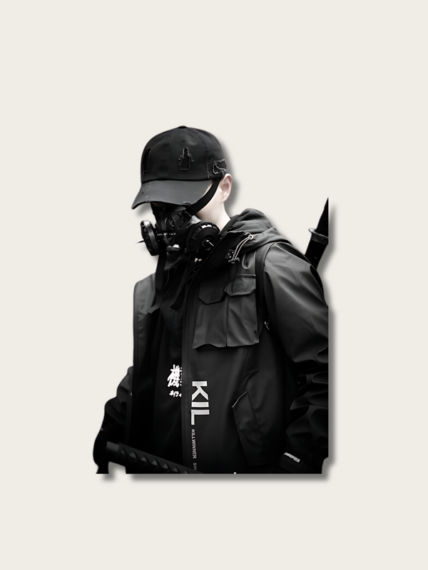 Ripped Style Cyberpunk Japanese Cap - Blue