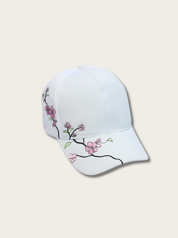 Sakura Plum Tree Japanese Baseball Cap - White