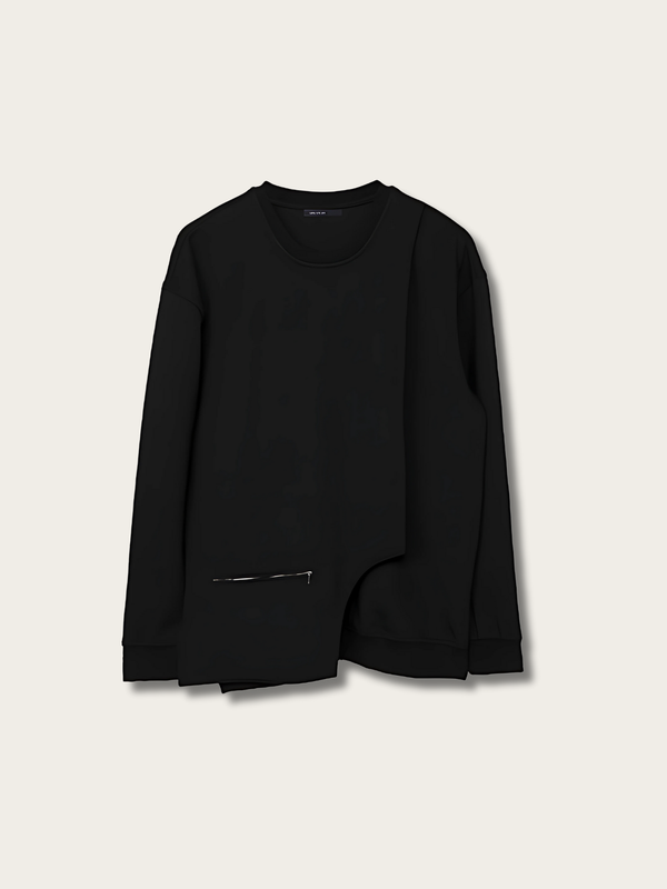 Asymmetry Luxe Zipper Japanese Sweatshirt - Medium