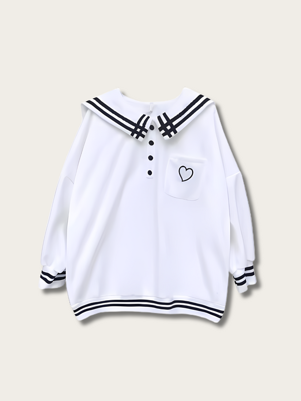 Sailor Heart Japanese Sweatshirt - White