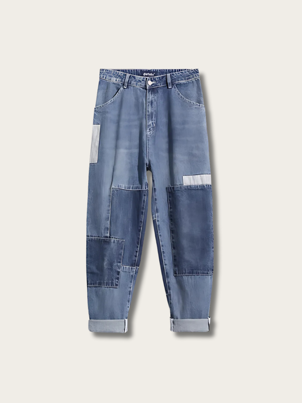 Patchwork Drift Denim Japanese Pants - Medium