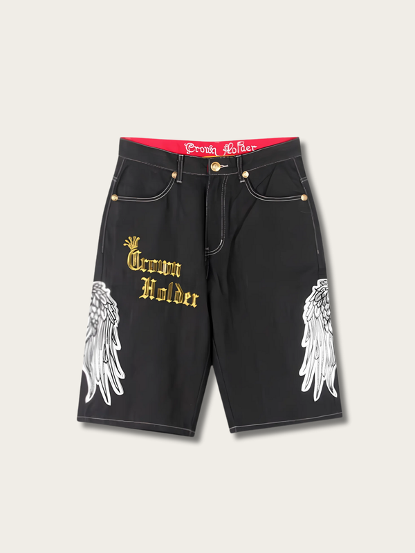 Embroidered Royal Wing Denim Shorts - Small