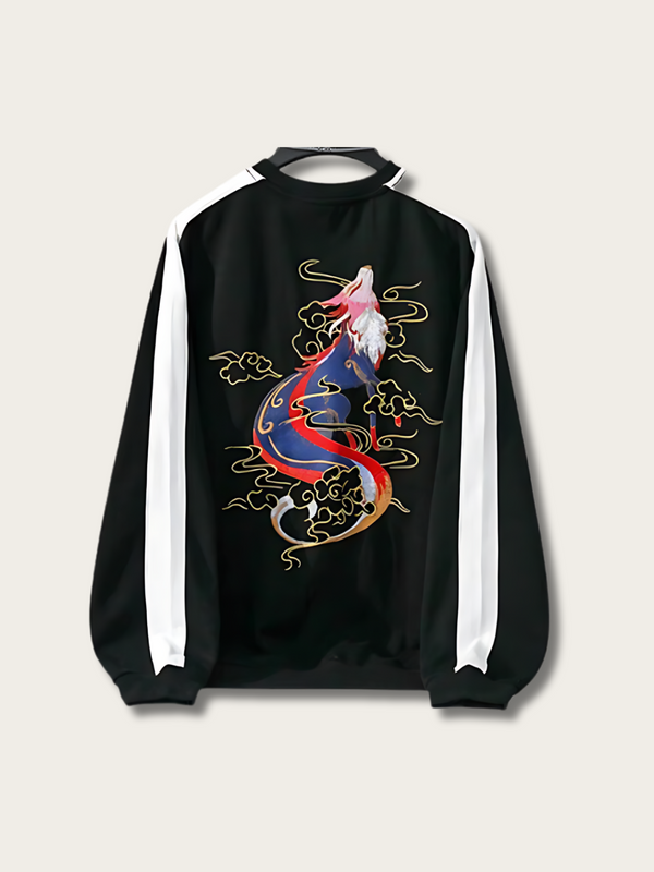 Mystical Fox Clouds Japanese Sweater - Medium