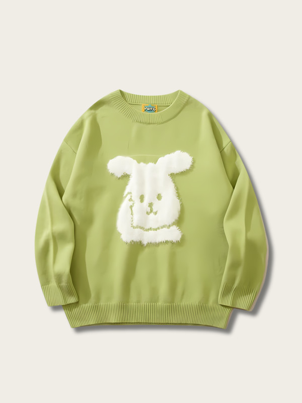Rabbit Fleece Knit Japanese Sweater - Small