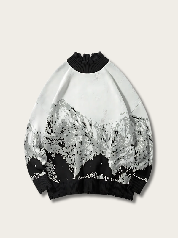 Monochrome Alpine Pixel Knit Sweater - Medium