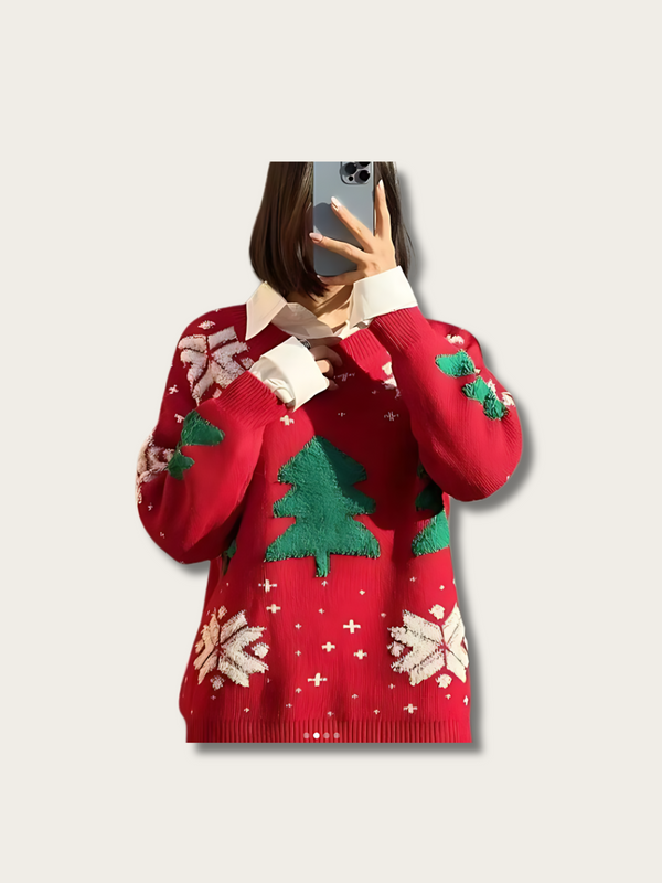 Festive Wonderland Japanese Sweater - Red