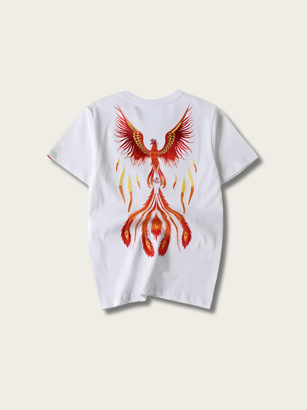 Phoenix Blaze Embroidered Japanese T Shirt - Medium