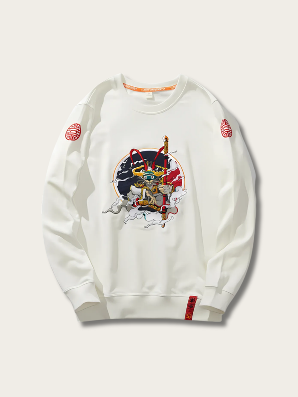 Samurai Guardian Cloudscape Japanese Sweatshirt - Black