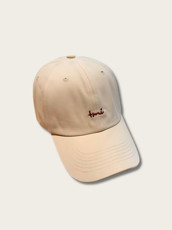 Letter Embroidered Japanese Cap - Beige