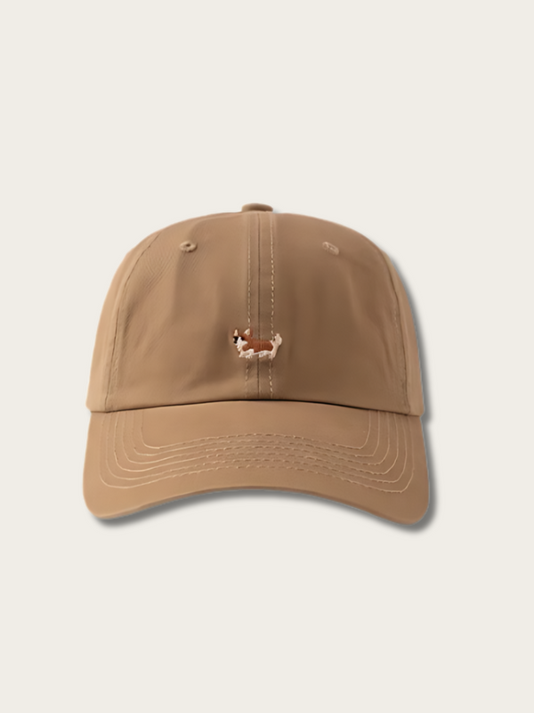Fox Charm Embroidered Japanese Cap - Brown