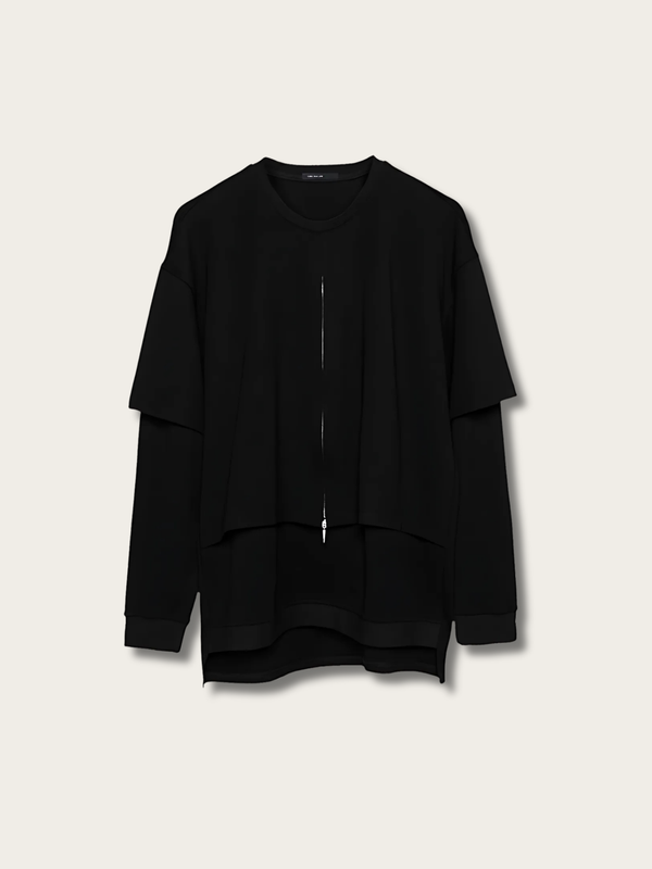 Blackout Layered Minimalist Japanese Sweater - Medium