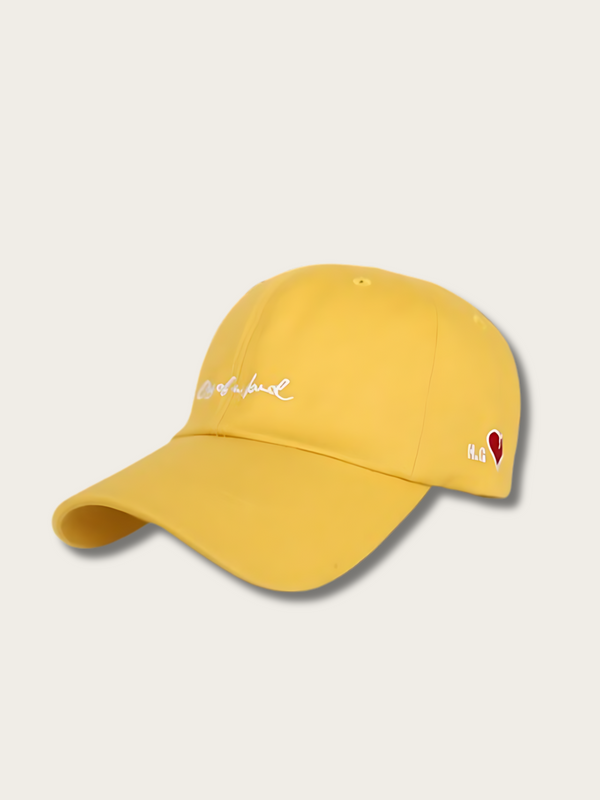 Statement Embroidered Japanese Cap - Yellow