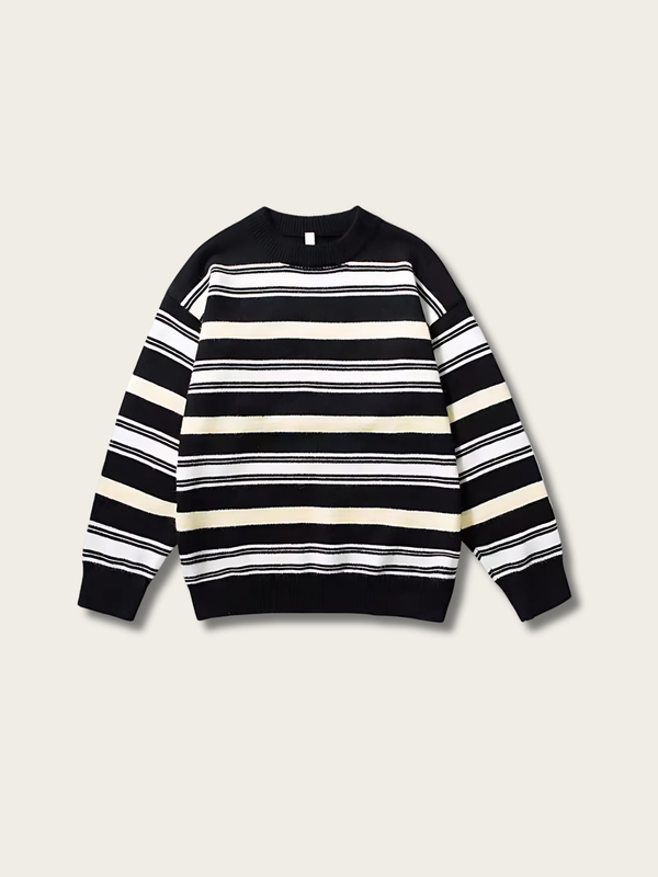 Coastal Stripe Japanese Knit Sweatshirt - Medium