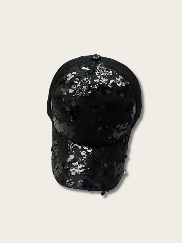 Glam Sequin Japanese Cap - Black