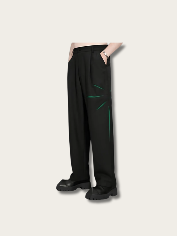 Green Slash Japanese Streetwear Pants - Large