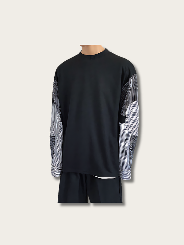 Striped Stitch Contrasting Japanese Sweatshirt - Large