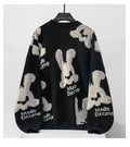 Bunny Pattern Knit Japanese Sweatshirt - 2XL